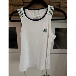 Sofibella White Tennis Tank Top Ric Rac Trim UPF Performance Sz S